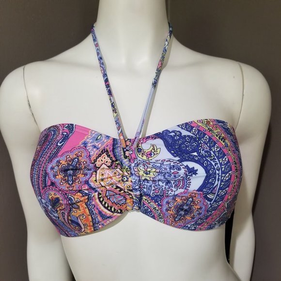 Tommy Hilfiger Paisley-Print Bandeau Bikini Top Size Small - Picture 2 of 9